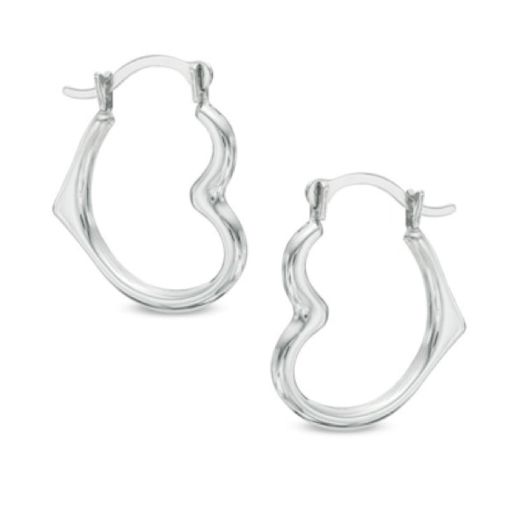 ZALES 14K white gold heart earrings